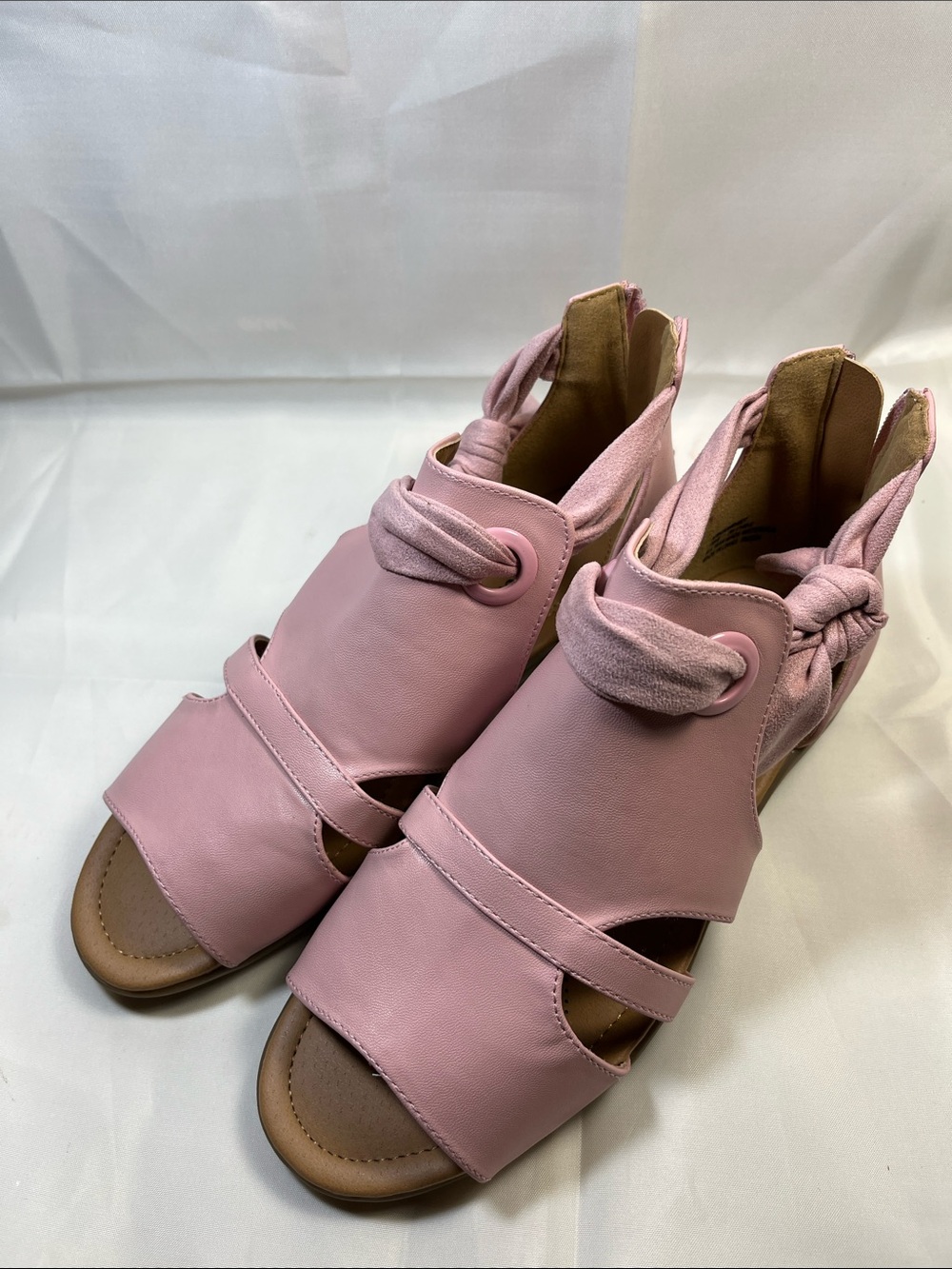 comfortview Dusty Pink Knot Ankle Open-Toe Sandals